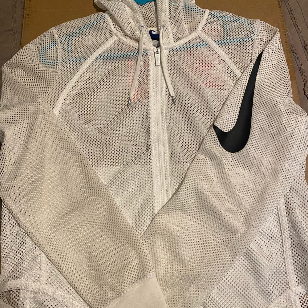 Nike Cropped Full Zip Mesh Hoodie with Back Pocket Sz. L